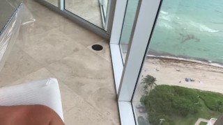 Exhibitionist Teacher Fucked Hard by the Window in Plain Sight